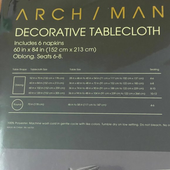 Decorative 60"x 84" Fabric Tablecloth with 6 Napkins. Gray. Oblong NEW - Picture 3 of 3